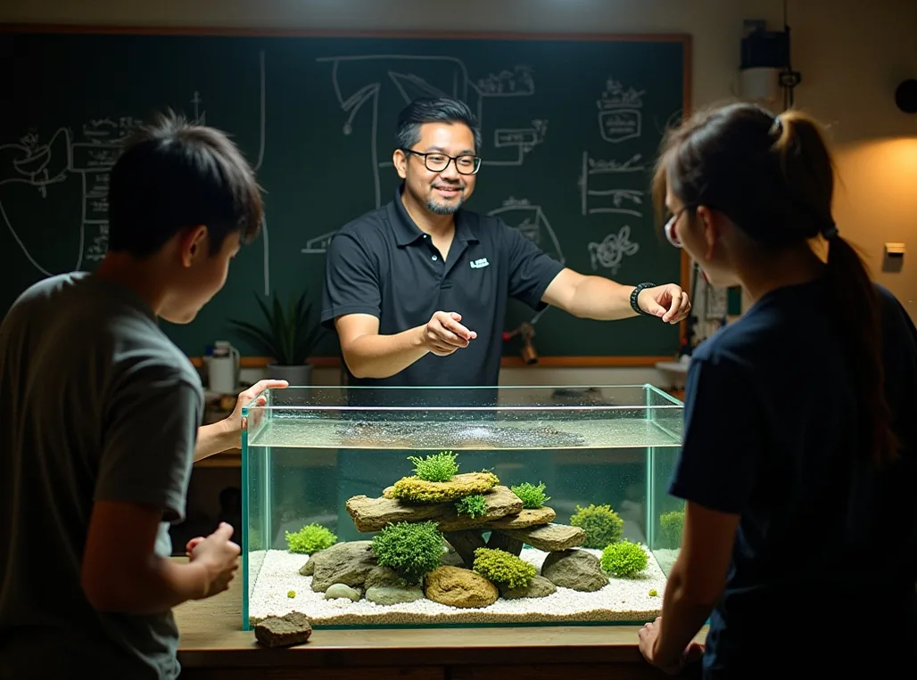 Aquascaping workshop in Surabaya with master teaching students